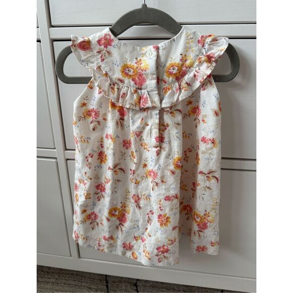 Janie and Jack 12-18 Months Baby Girl Floral Ruffle Dress in Jet Ivory Floral - Picture 6 of 8